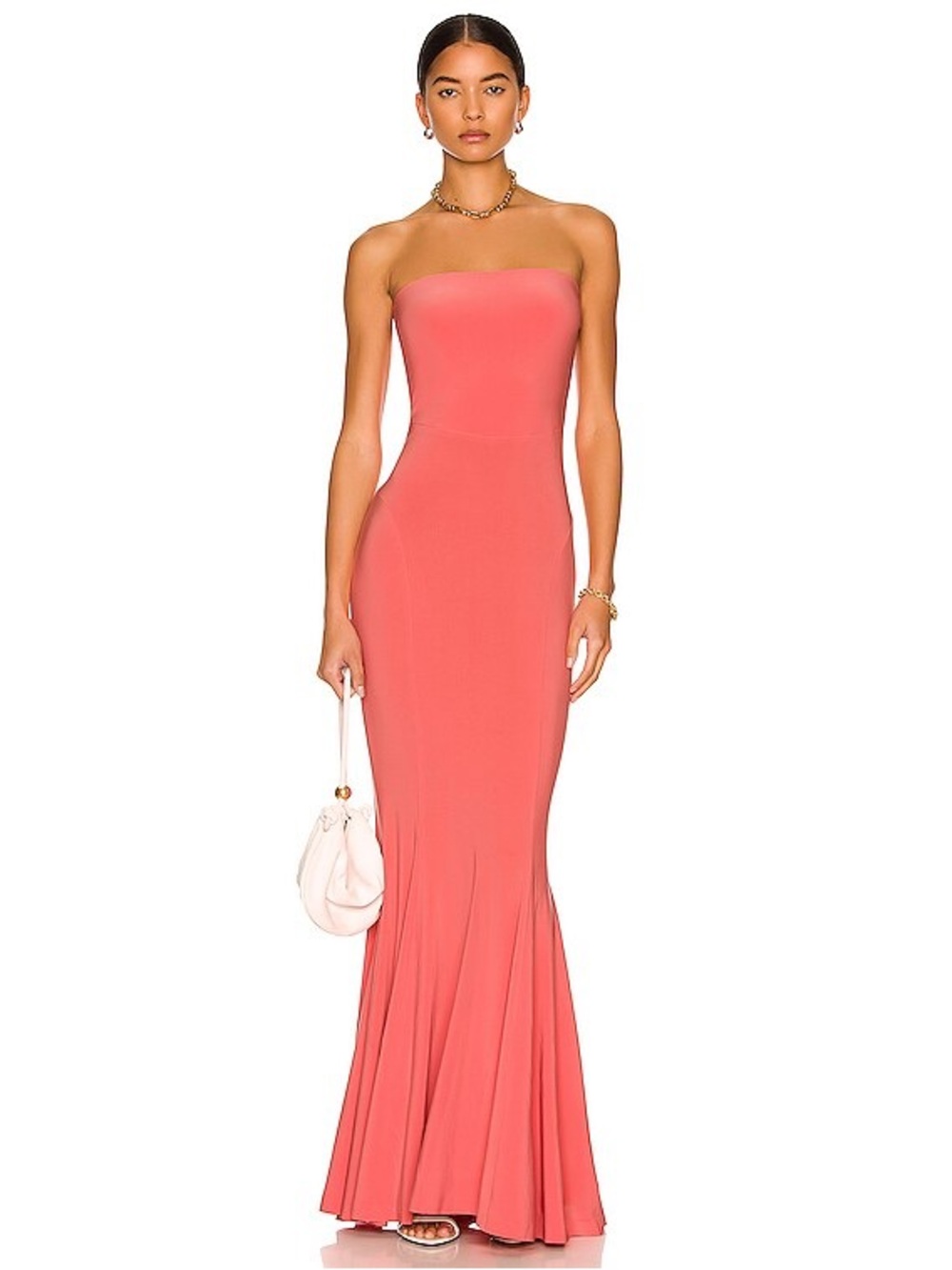 Norma Kamali Strapless Fishtail Gown in Papaya